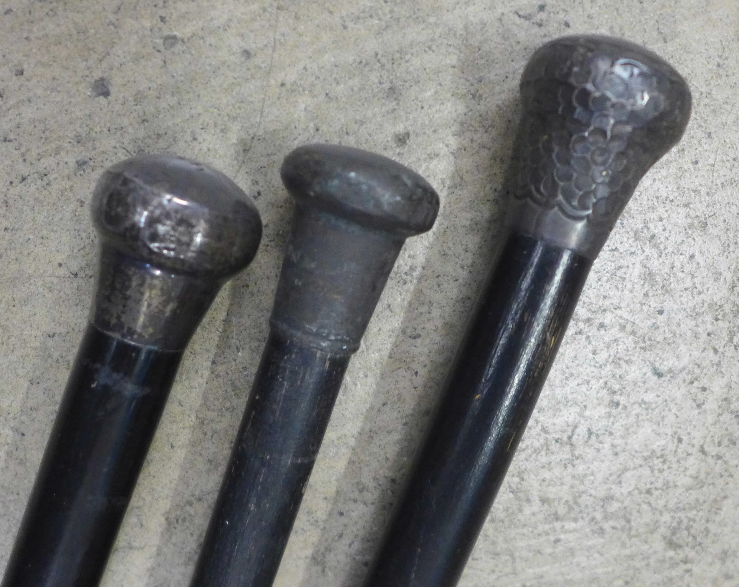 Three silver topped walking canes - Image 2 of 3
