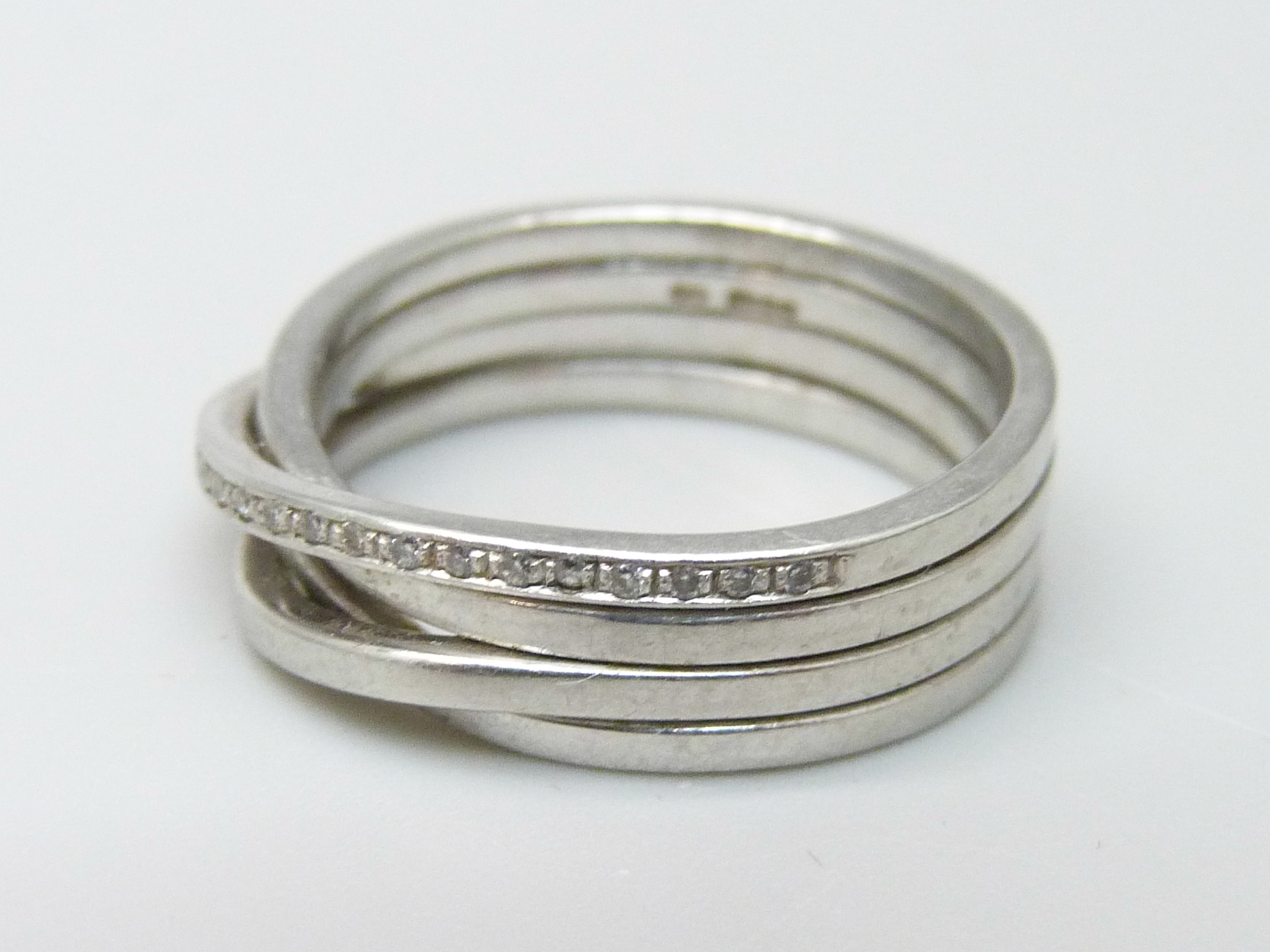 A 950 platinum and 28 diamond ring, 7.9g, M - Bild 2 aus 3
