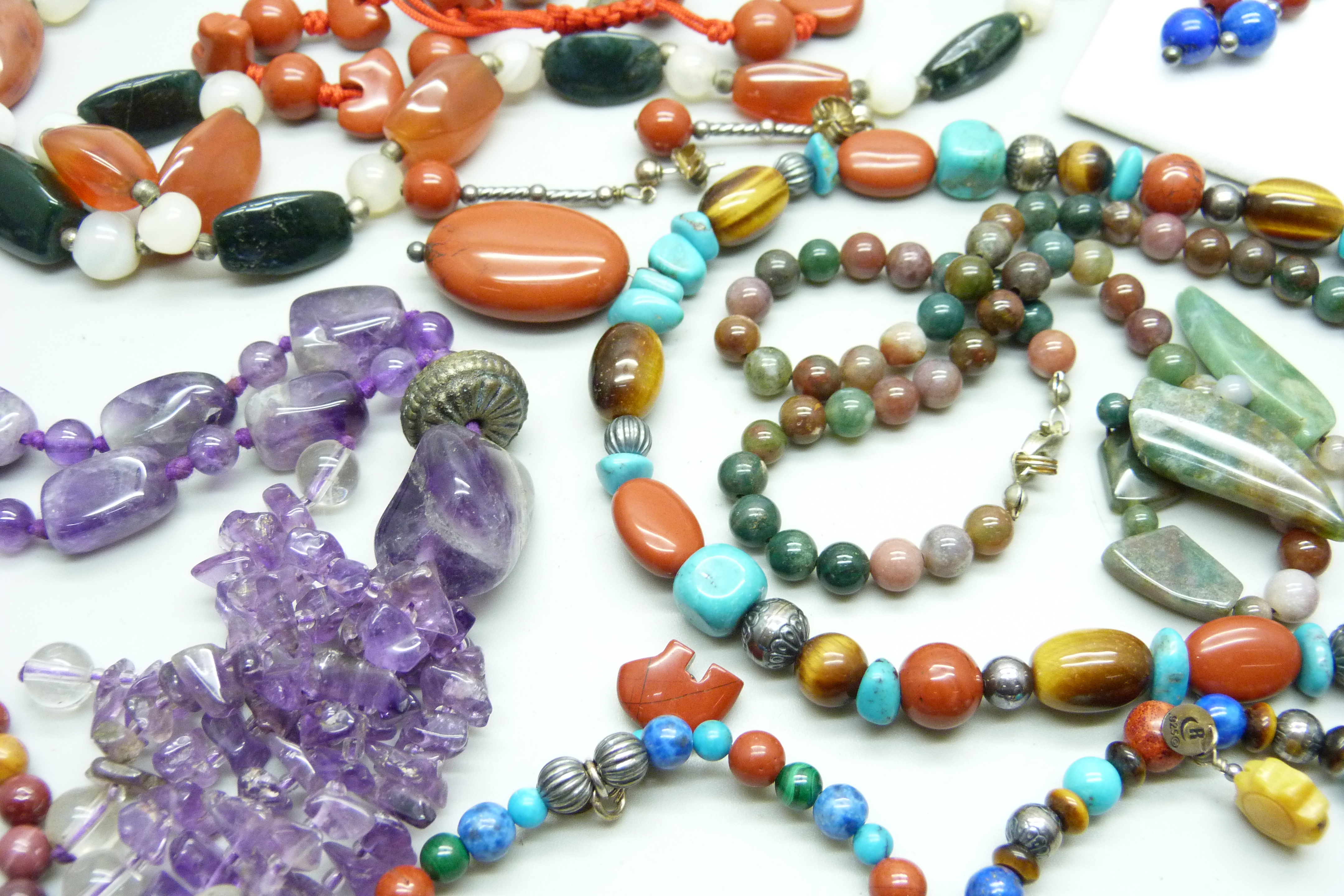 Gemstone necklaces, bracelets and earrings including turquoise, amethyst, etc. - Image 2 of 3