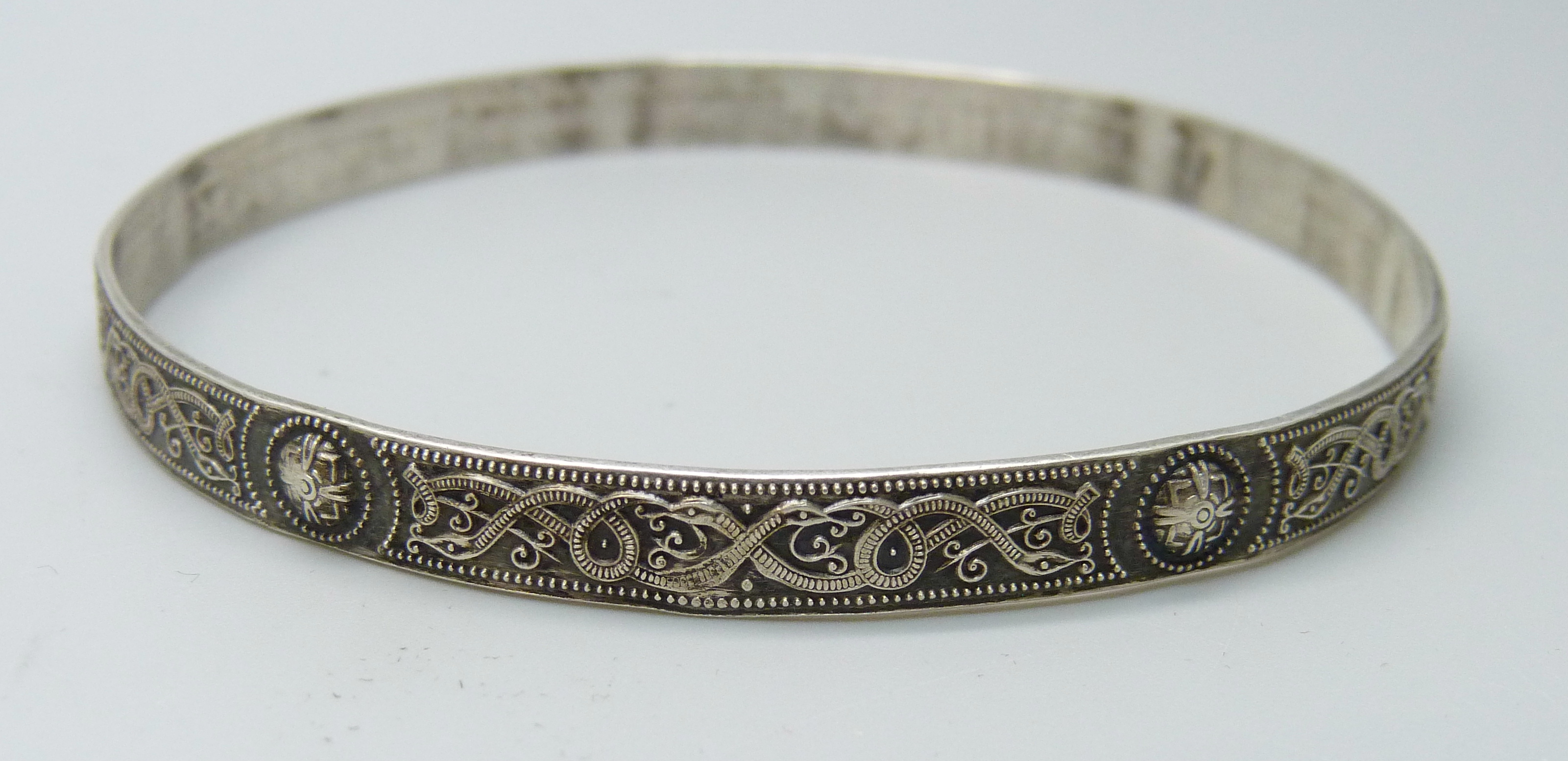 A 925 silver Celtic design bangle, stamped 'T' - Image 2 of 4