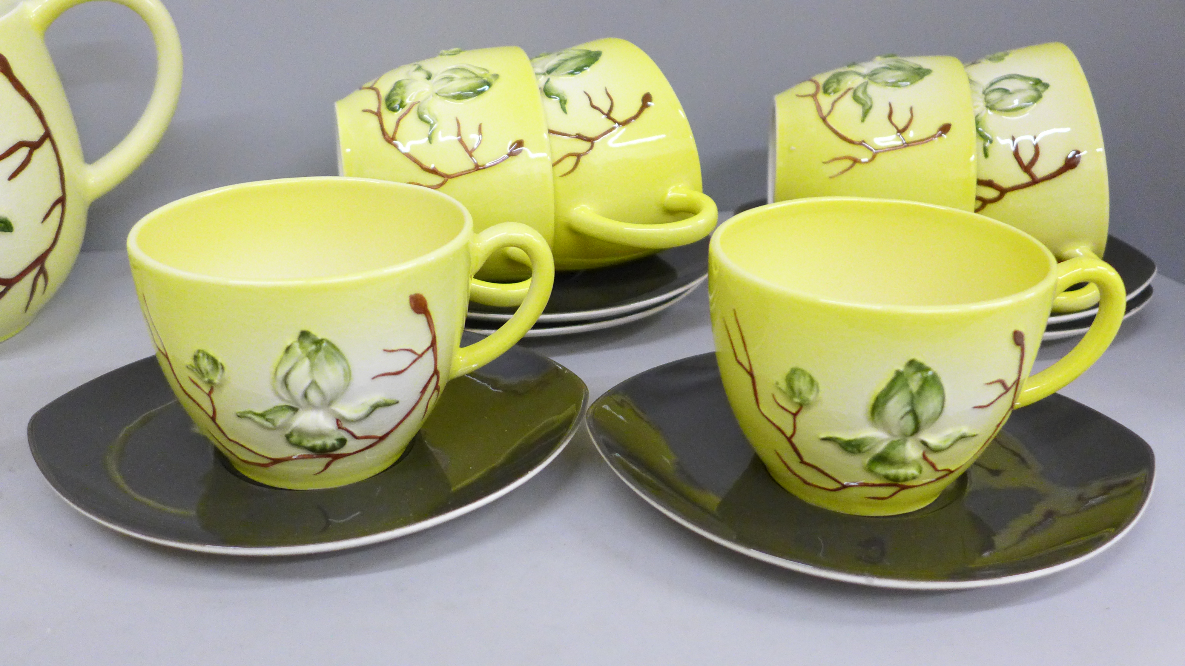 A Carlton Ware Magnolia pattern six setting tea set - Image 5 of 7