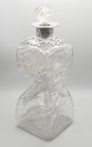 A Victorian silver topped twisted glass decanter, London 1892