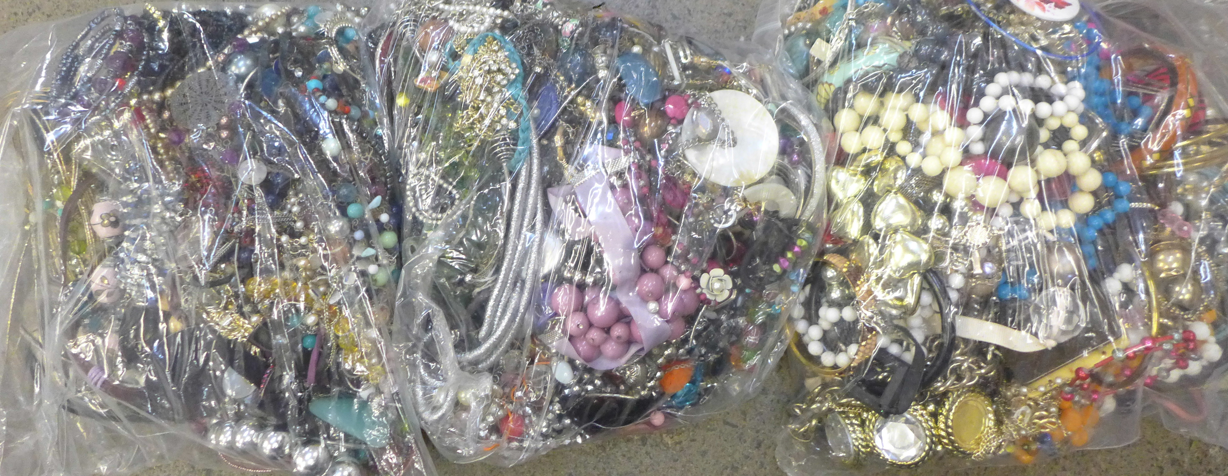 Three large bags of costume jewellery - Image 2 of 2