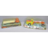Dinky Toys Road Grader 963 and Dinky Toys AEC with flat trailer 915, both packaged, boxes a/f