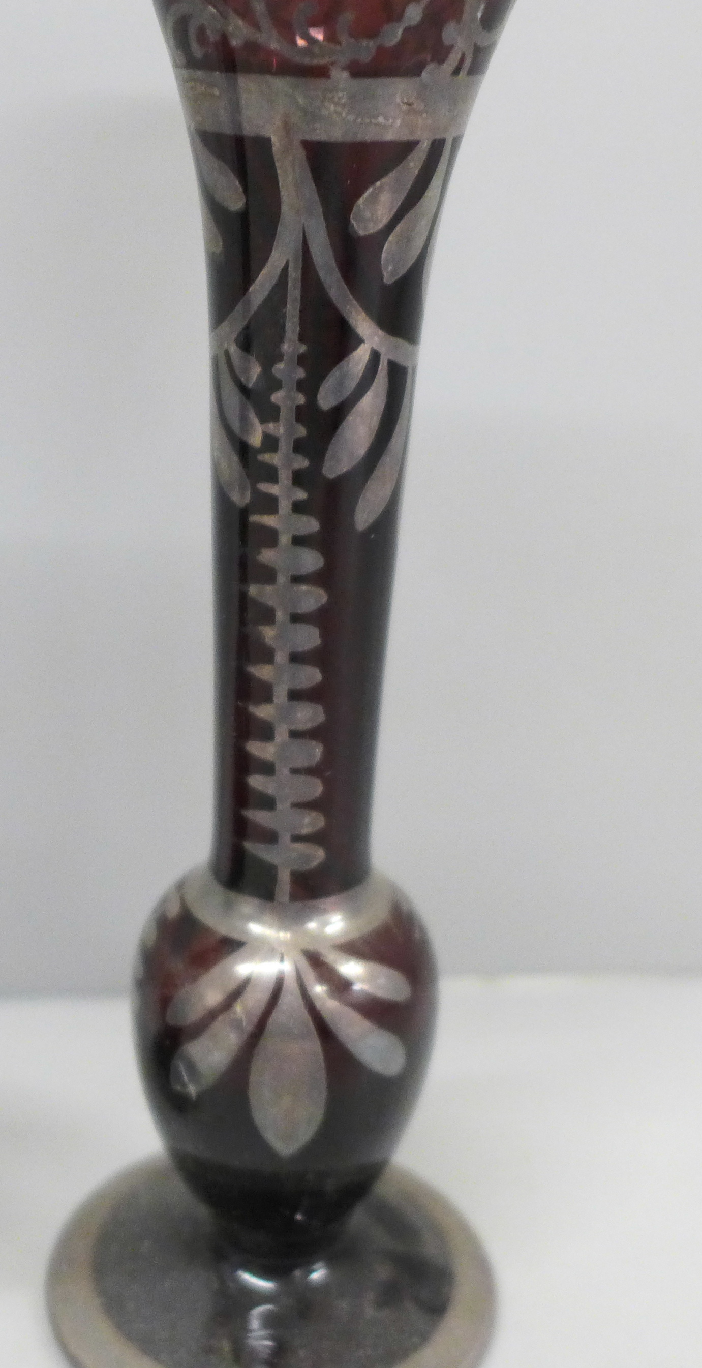 Two small Venetian glass vases with silver decoration, 15cm - Image 2 of 5