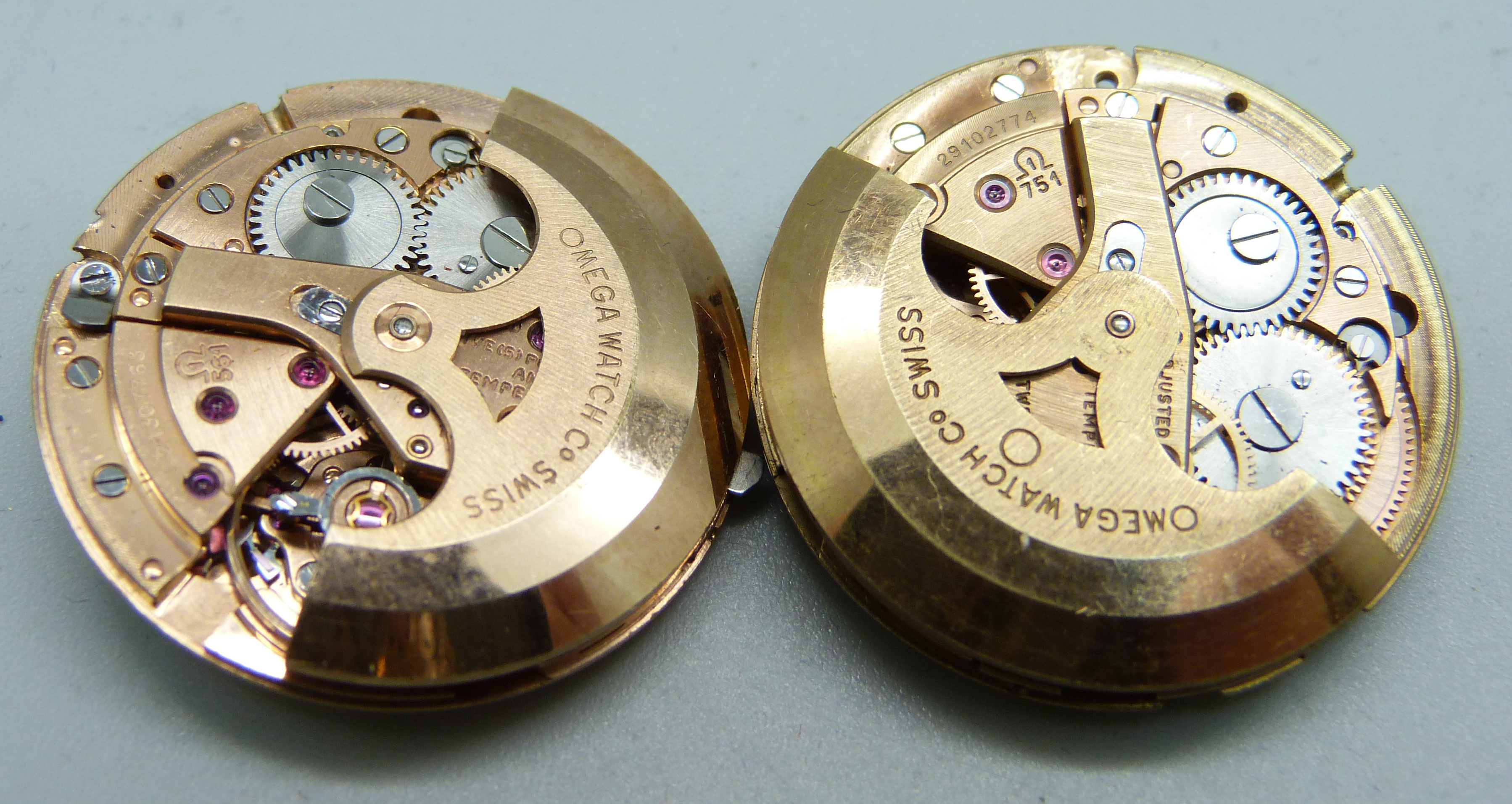 Two Omega automatic wristwatch movements, both 24 jewels, (missing dials) - Image 2 of 4