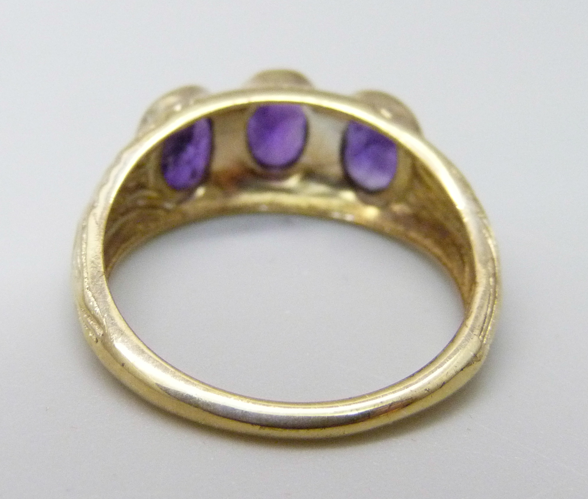 A silver gilt and amethyst trilogy ring, P - Image 3 of 3