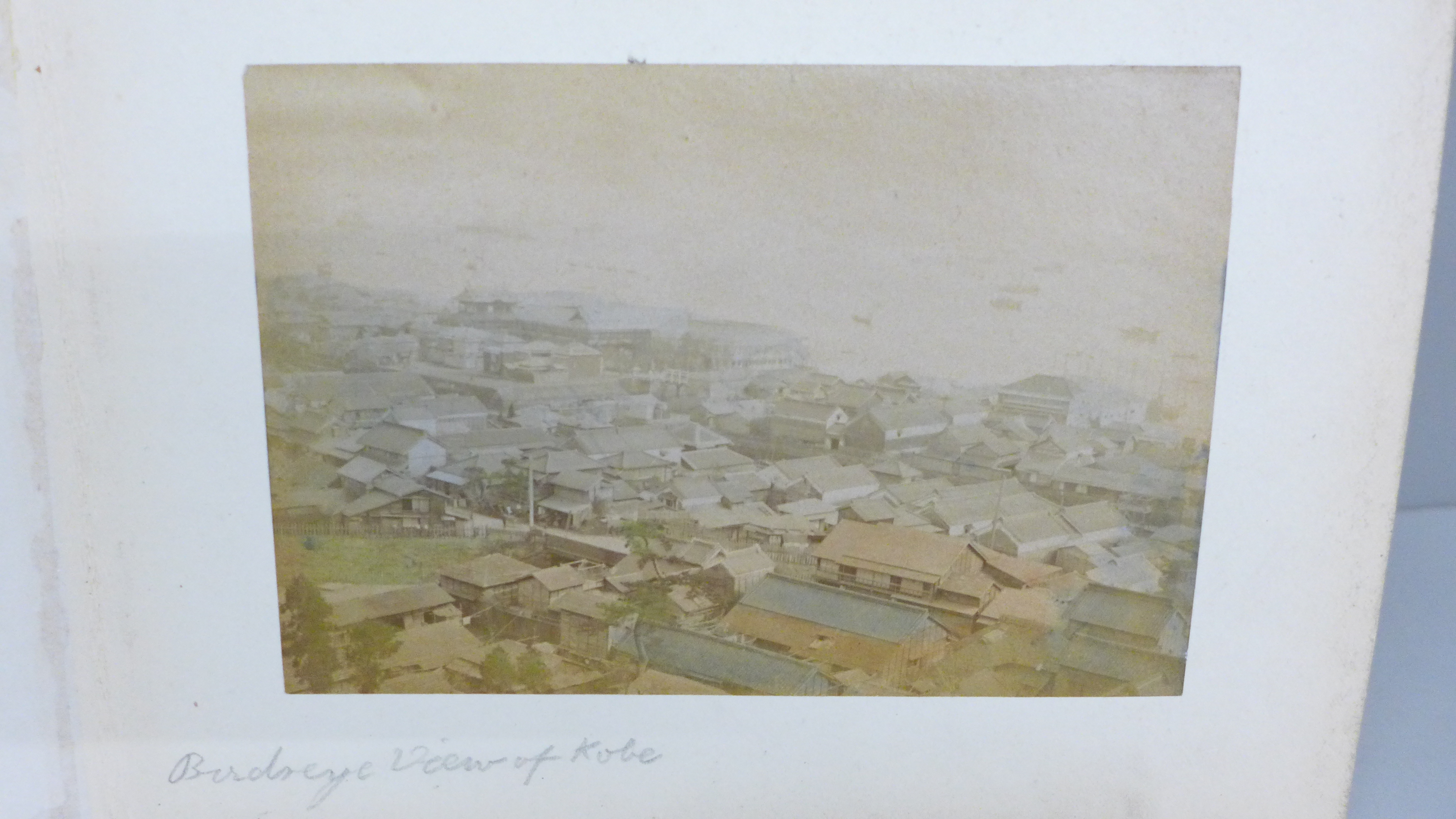 A Japanese lacquered photograph album with Japan photographs including Kobe, Yokohama, Kyoto, Cherry - Image 4 of 8
