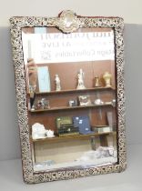 A large Victorian silver framed mirror, 33cm wide