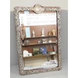 A large Victorian silver framed mirror, 33cm wide