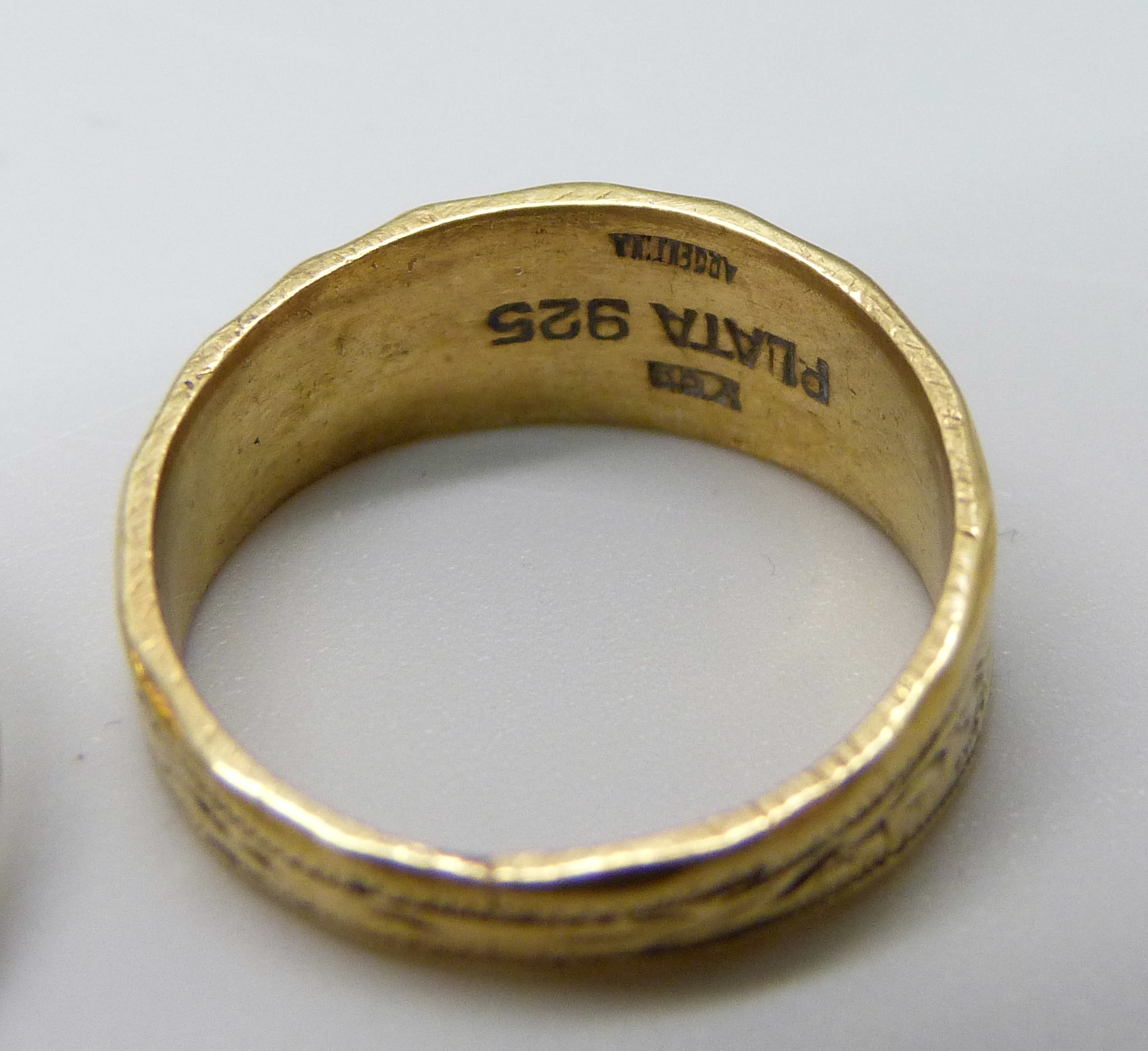 Three silver gilt rings, K, M and P - Image 4 of 4