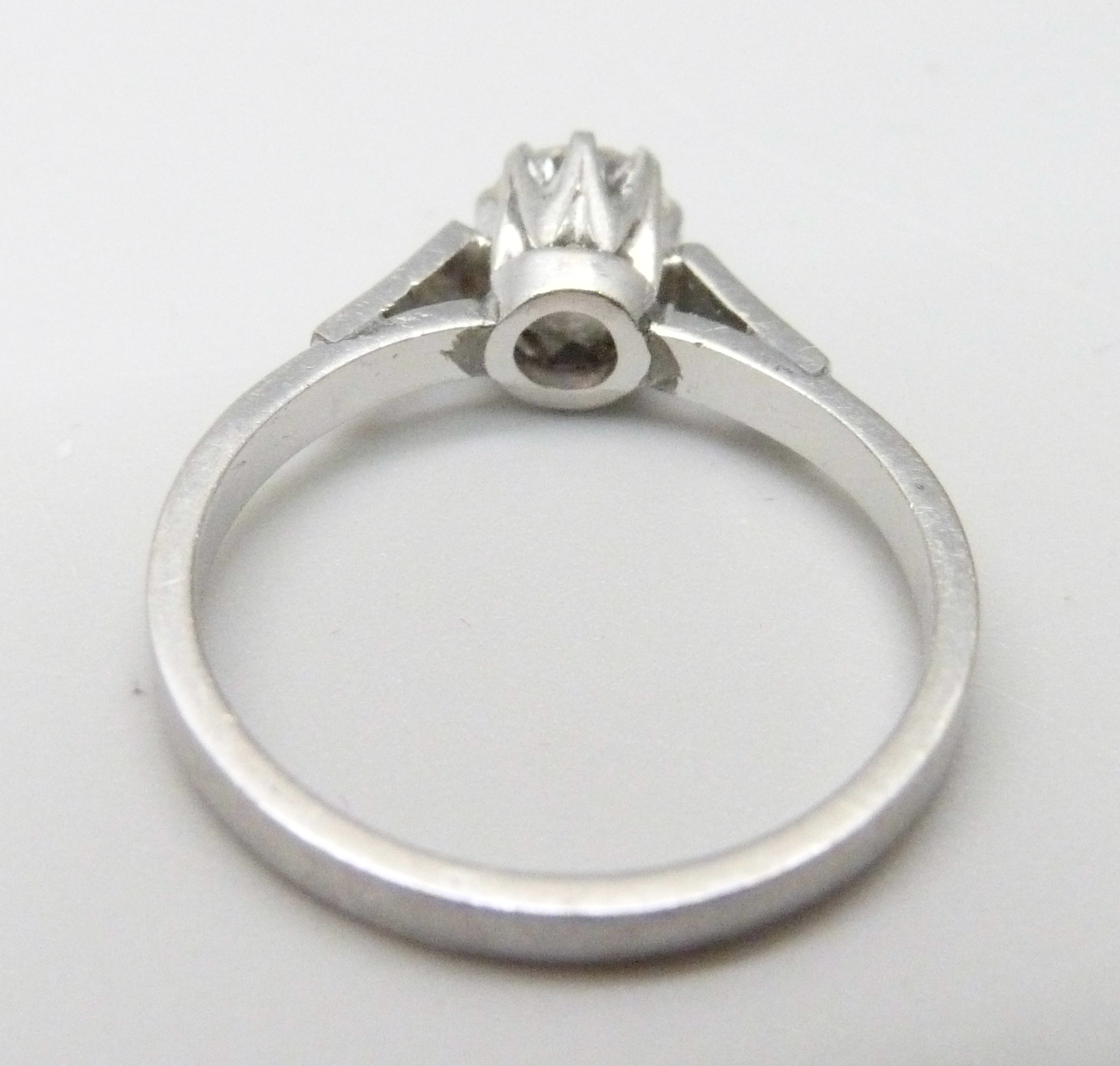 A platinum and diamond solitaire ring, 4.6g, P, approximately 0.5ct diamond weight - Image 3 of 3