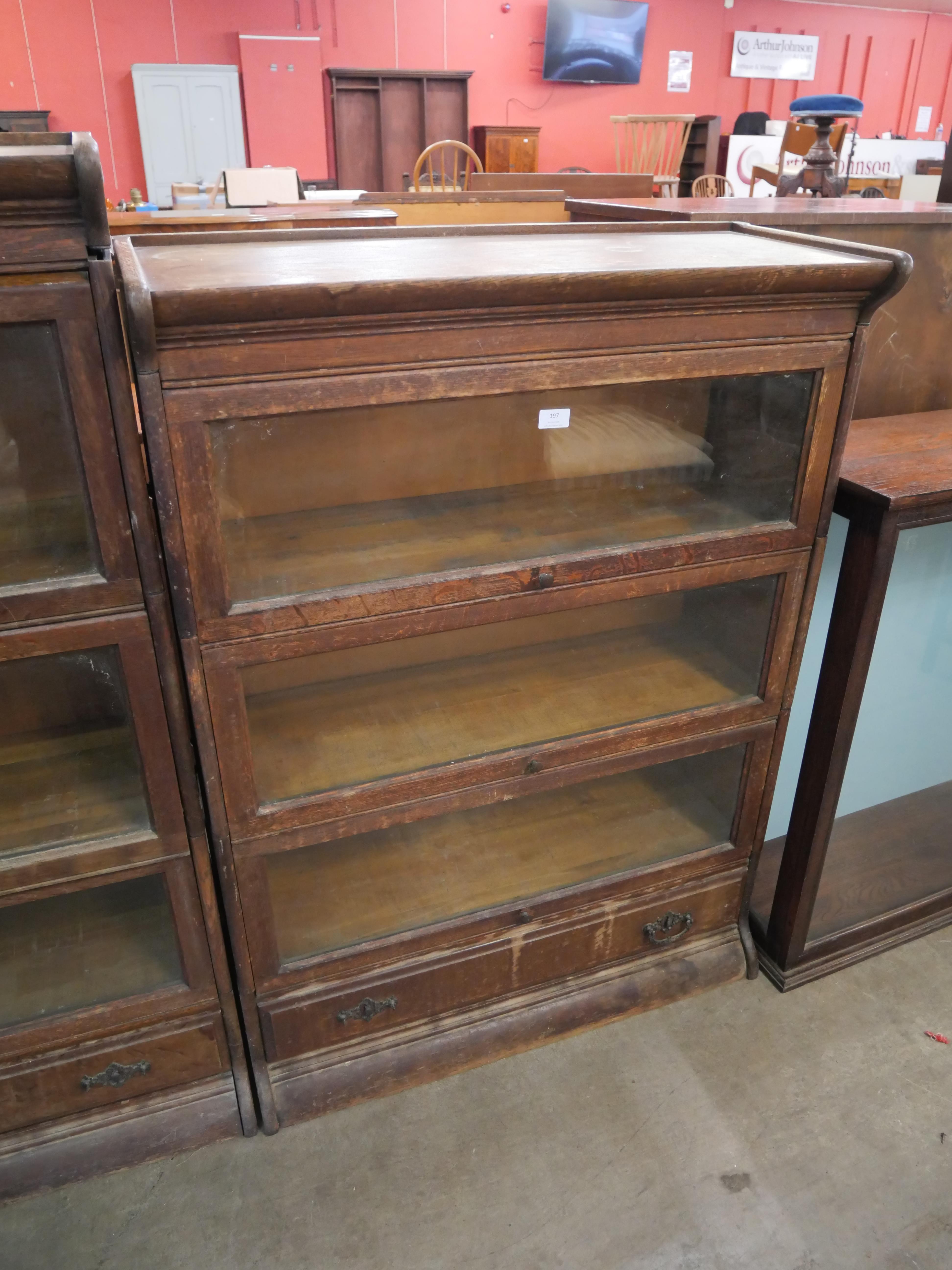 An oak stacking bookcase