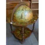 An Italian terrestrial globe cocktail cabinet/trolley