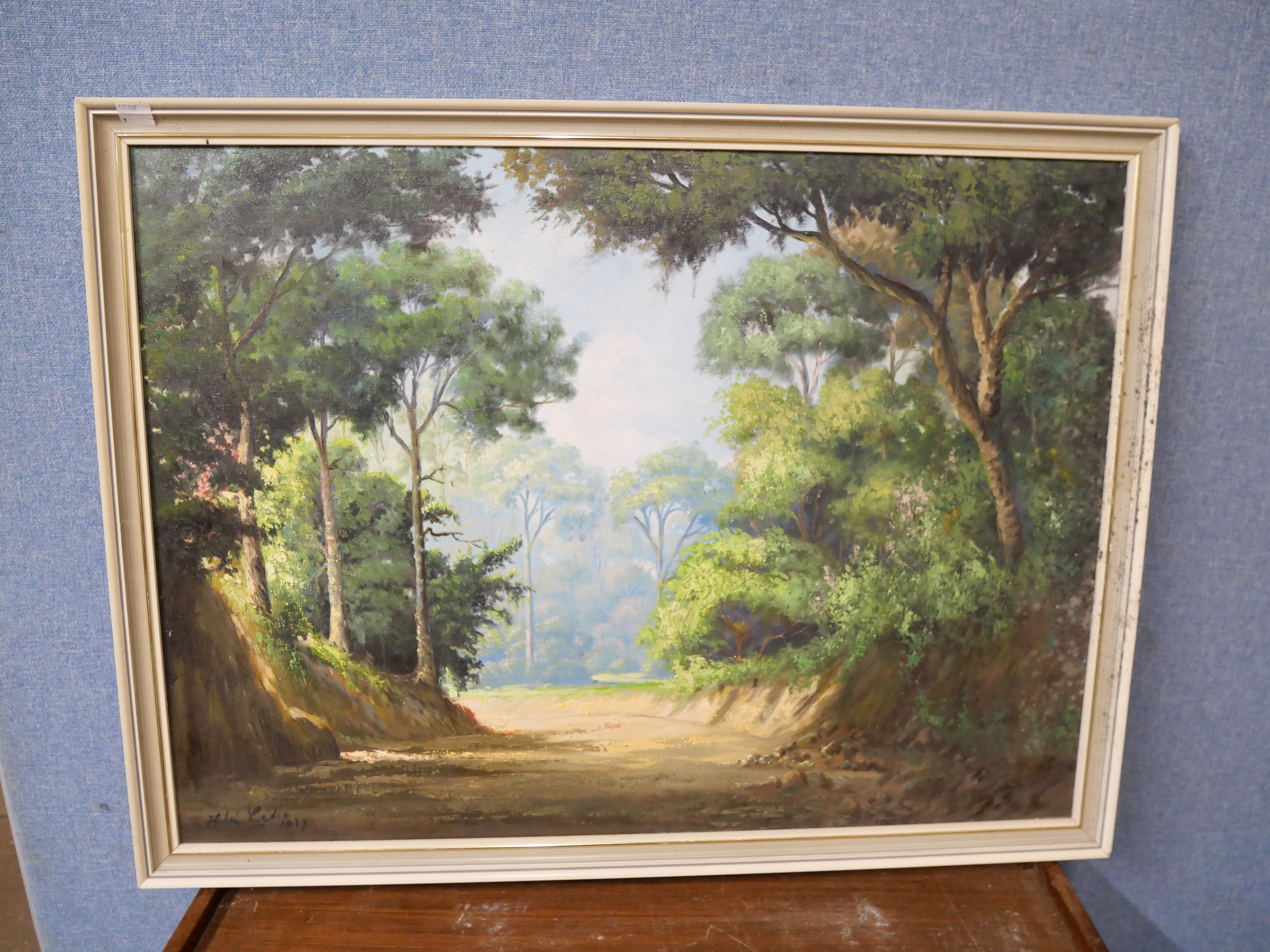 H. Le Lelle, summer woodland landscape, oil on canvas, framed