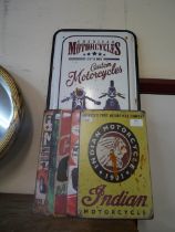 Five assorted tin signs