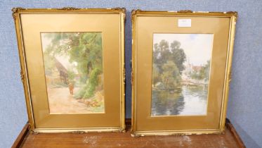 W.N. Denby, pair of landscapes, watercolour, framed