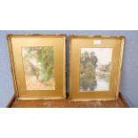 W.N. Denby, pair of landscapes, watercolour, framed