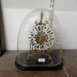 A gilt metal fusee skeleton clock