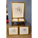 A collection of five Francis Van Move nude female prints, framed