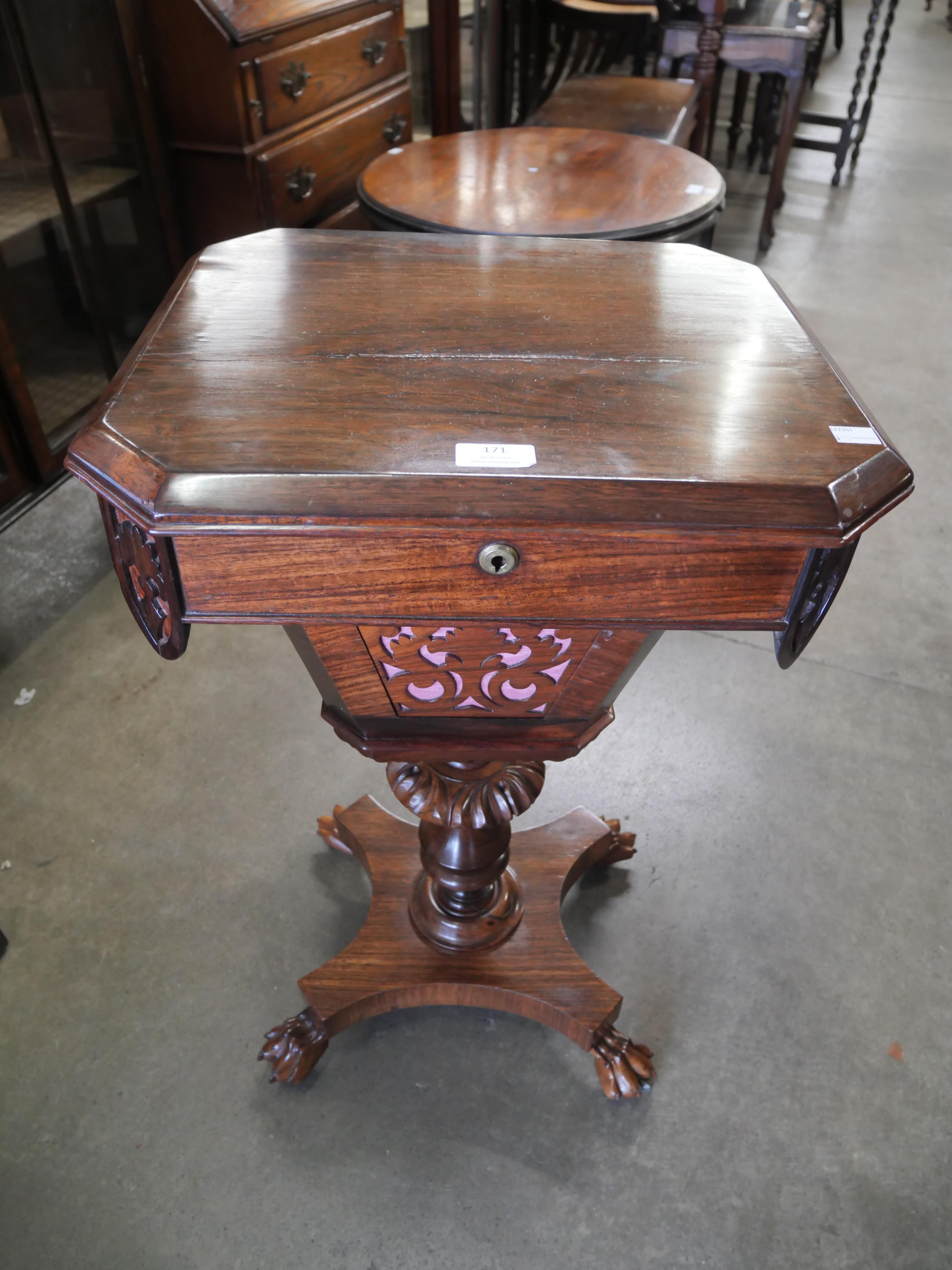 An early Victorian rosewood lady's sewing table - Image 2 of 3