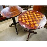 A mahogany tripod games table and one other tripod table