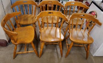 A set of six beech kitchen chairs