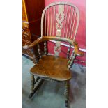 A 19th Century elm and beech Windsor rocking chair