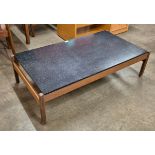 A Guy Rogers teak and black laminate rectangular coffee table