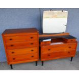 A Lebus teak chest of drawers and dressing table