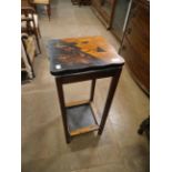 An oak chinoisere and marquetry inland plant stand