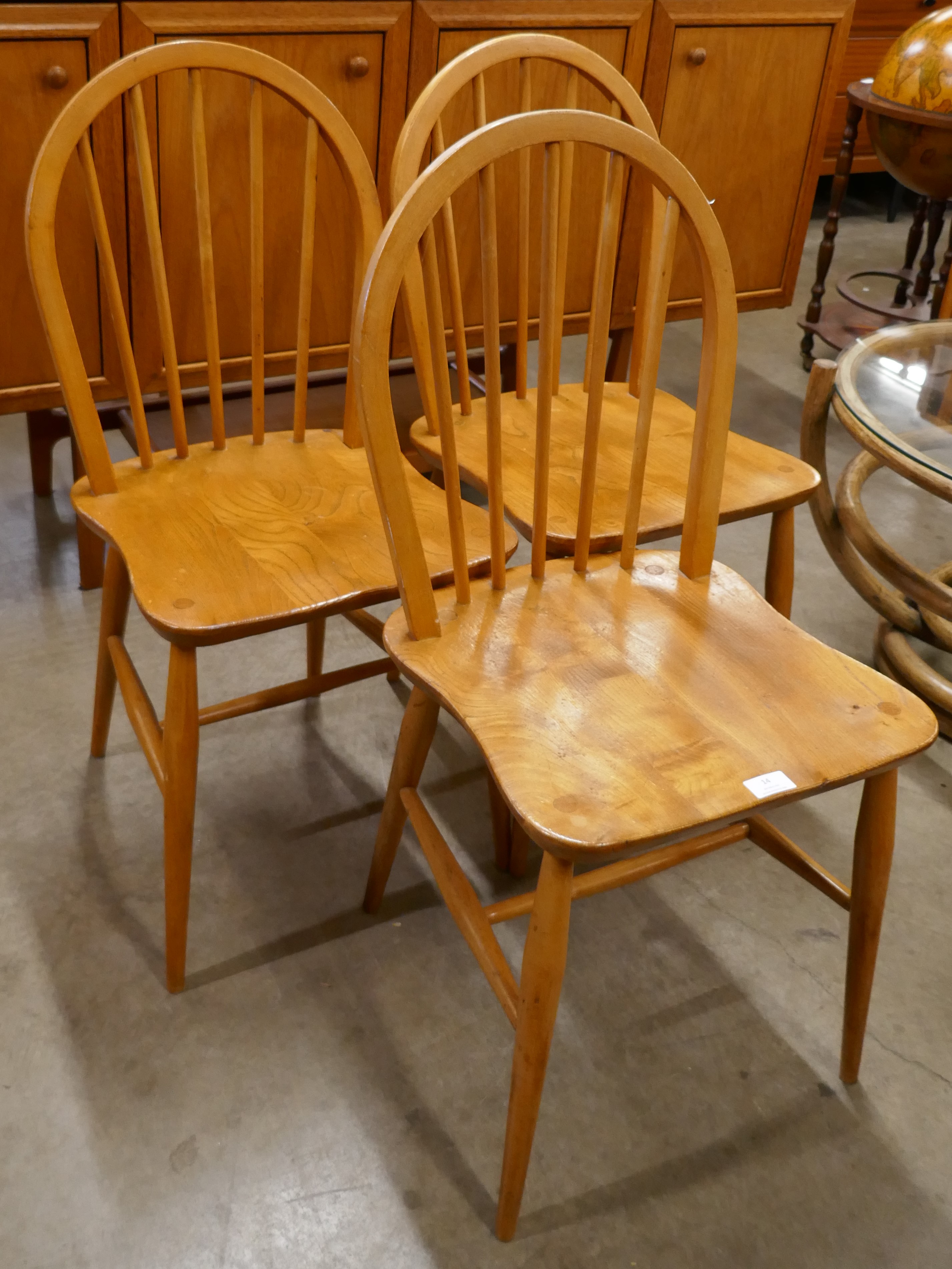 A set of three Ercol Blonde elm and beech Windsor chairs - Image 2 of 2