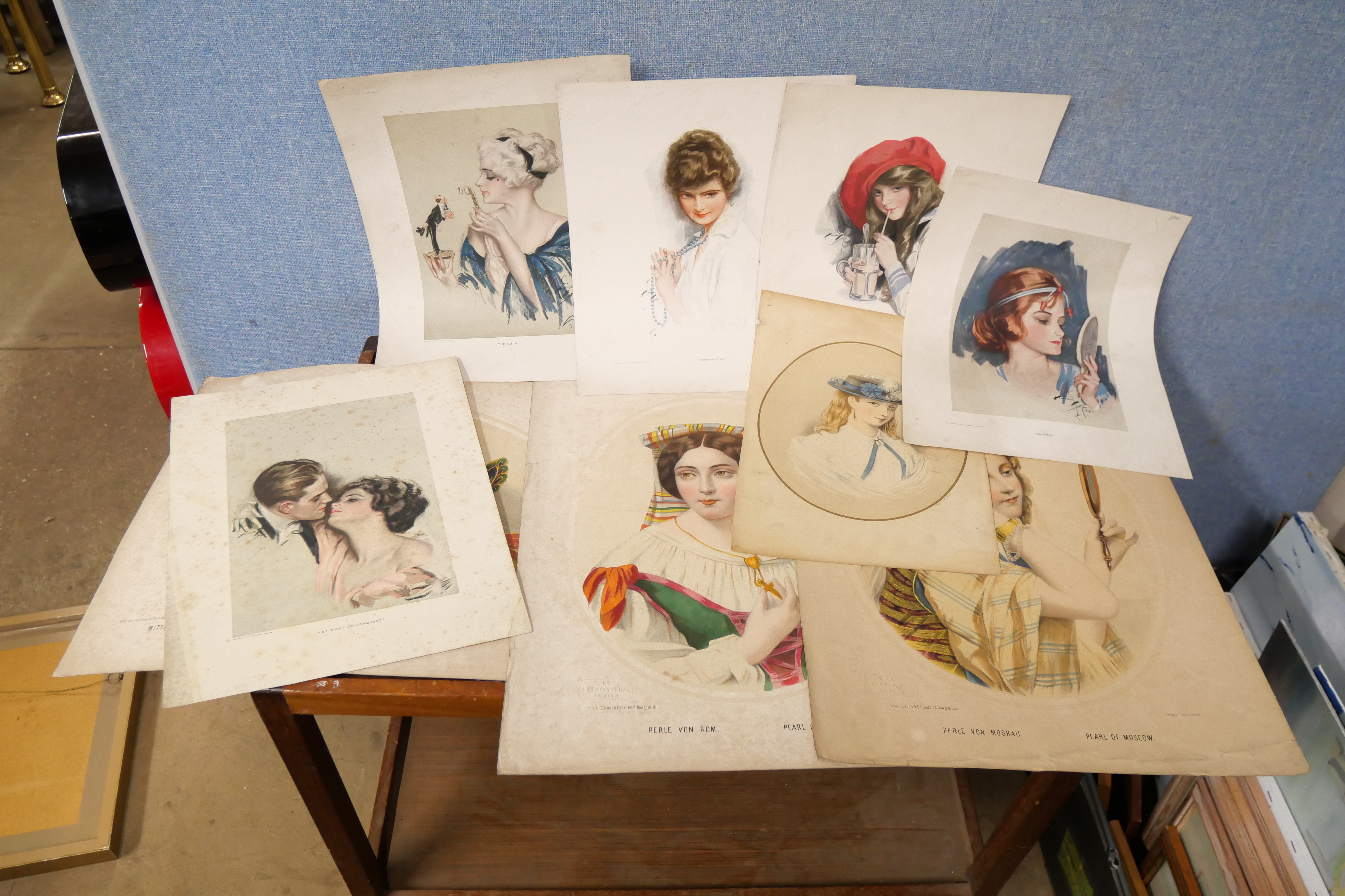 A collection of late 19th/early 20th Century lithograph prints, including; Pearl of Moscow and Pearl