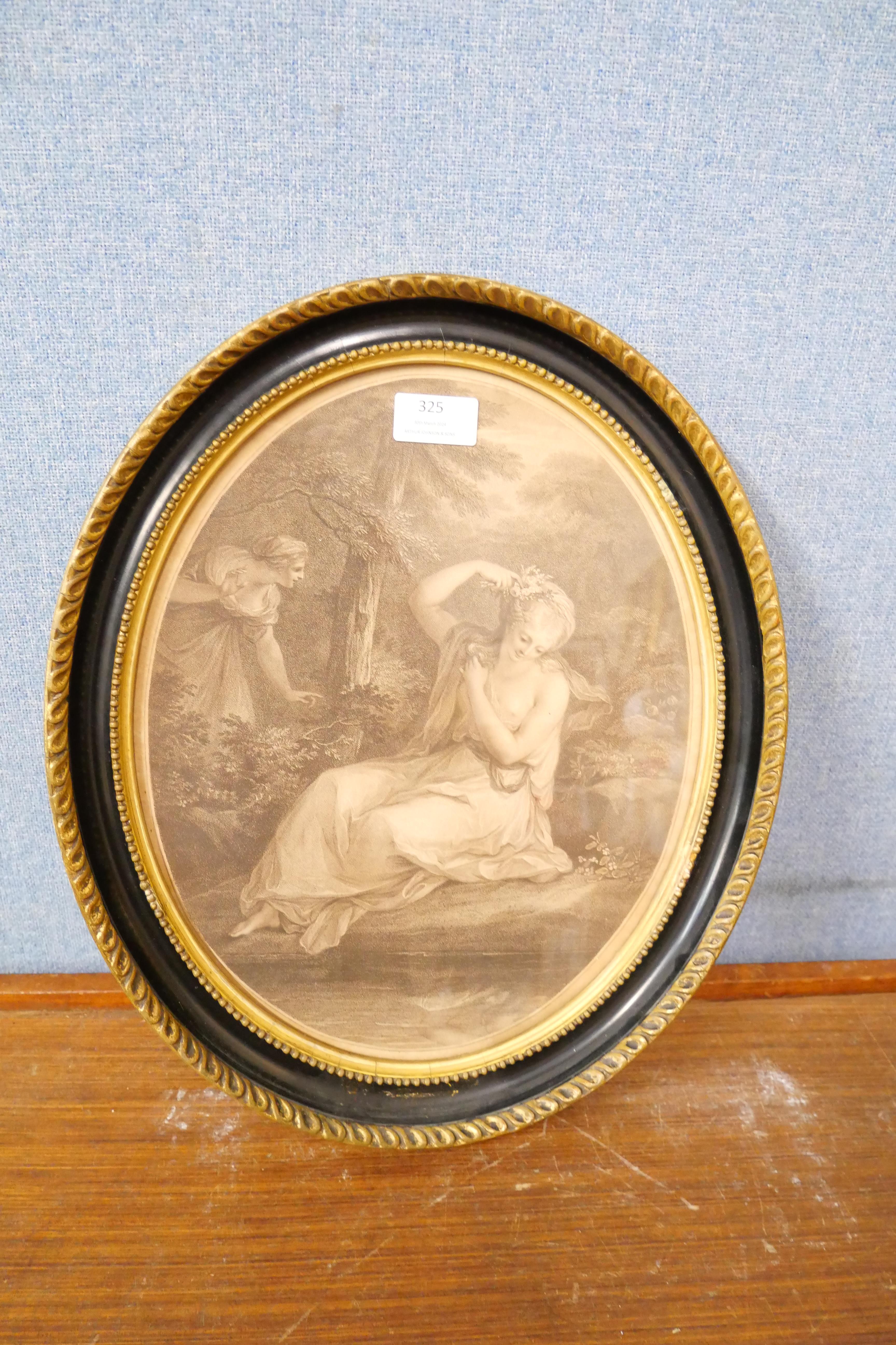 An 18th Century Francesco Bartolozzi engraving, oval portrait of a lady, framed