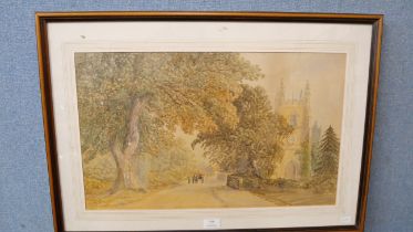 A.E. Ask, rural village scene, watercolour, framed