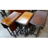 Three small oak barleytwist gateleg tables