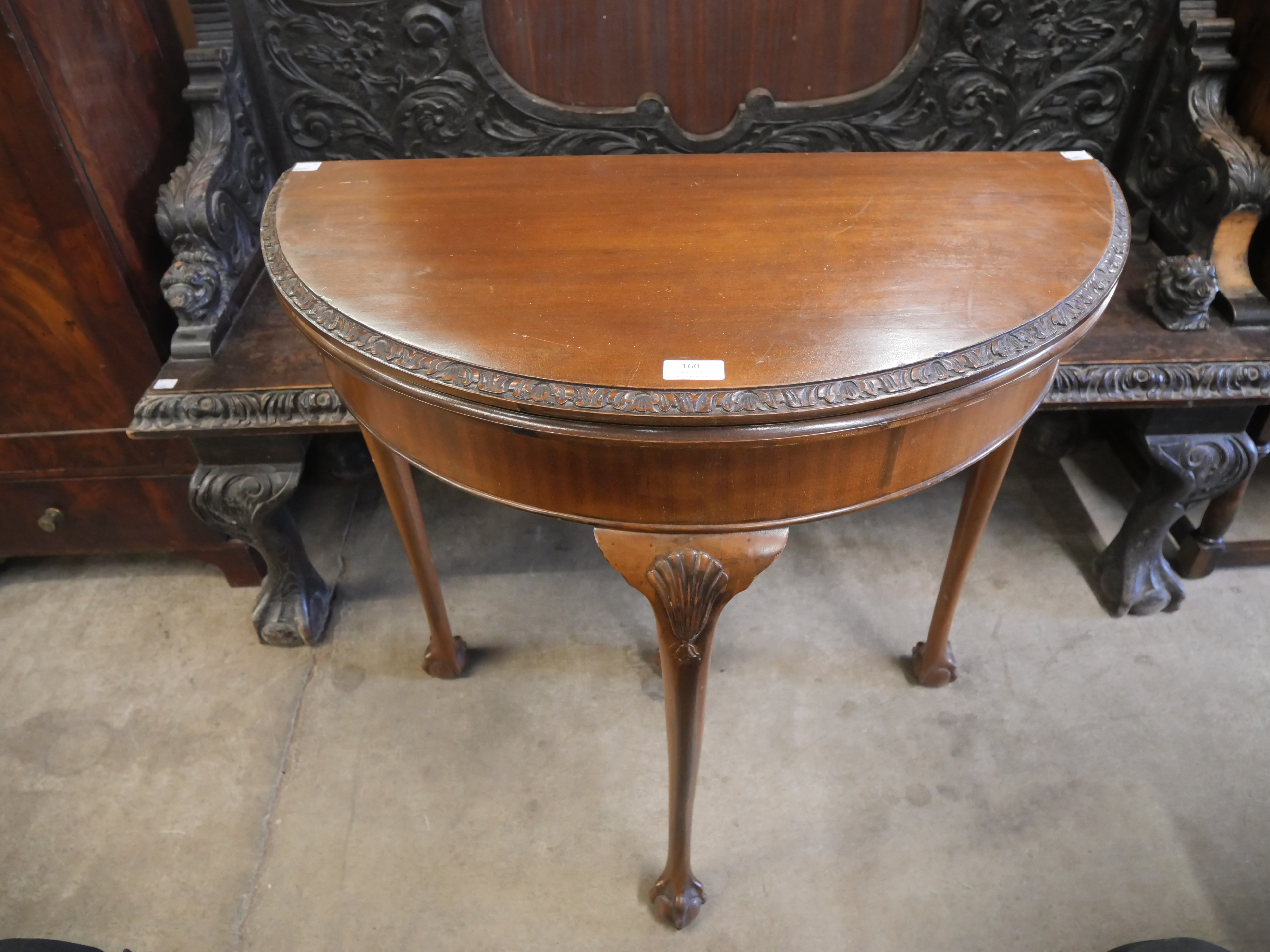 A Queen Anne style mahogany demi lune card table - Image 2 of 2