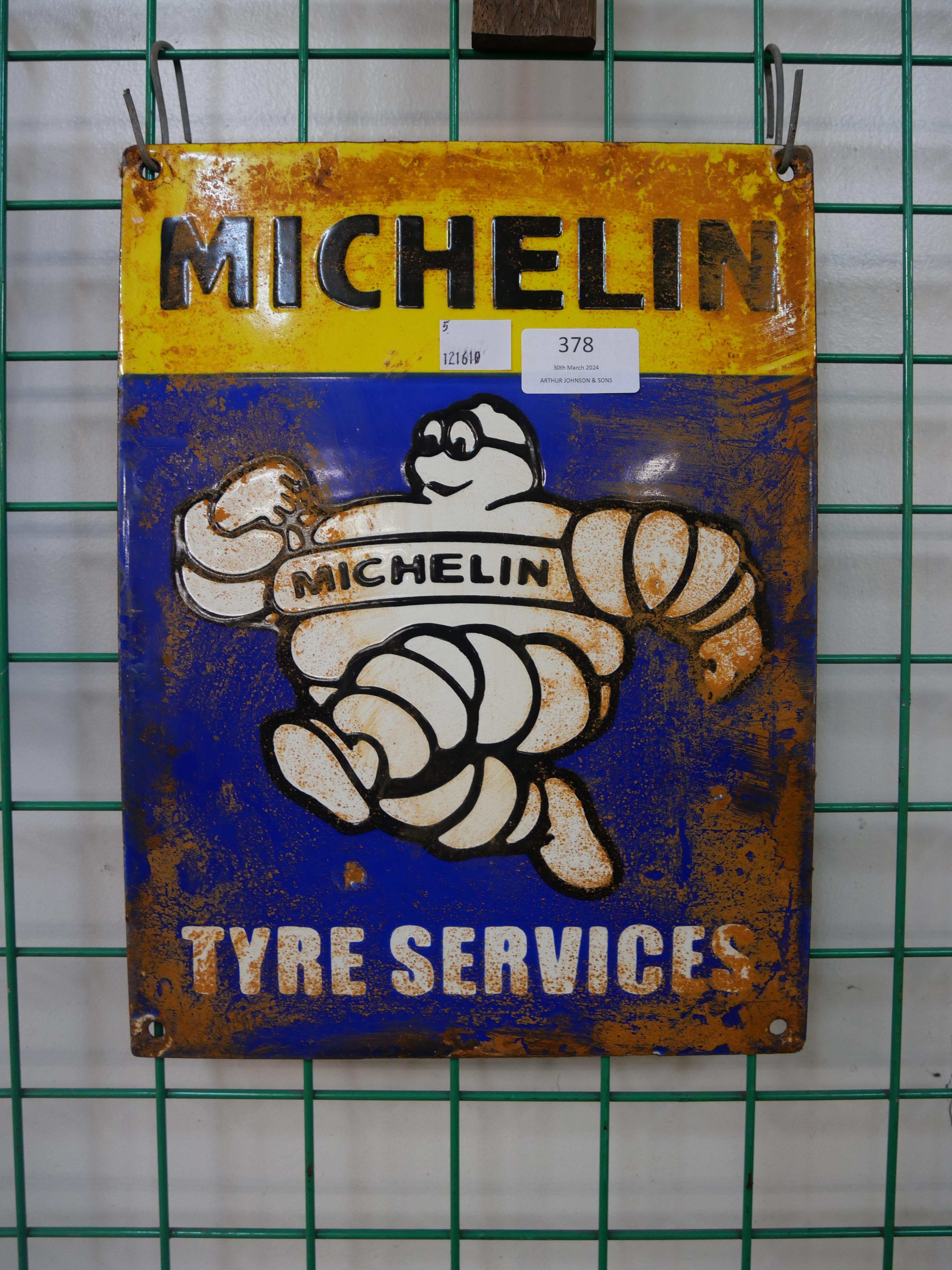 An enamelled metal Michelin advertising sign