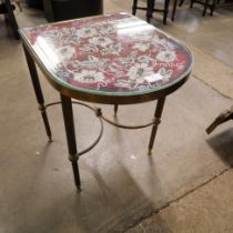 A French brass and beadwork occasional table and a coffee table framed