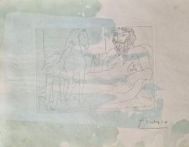 After Pablo Picasso, Le Repos du Sculpteur, etching, bearing signature, unframed