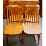 A set of four Danish style beech kitchen chairs