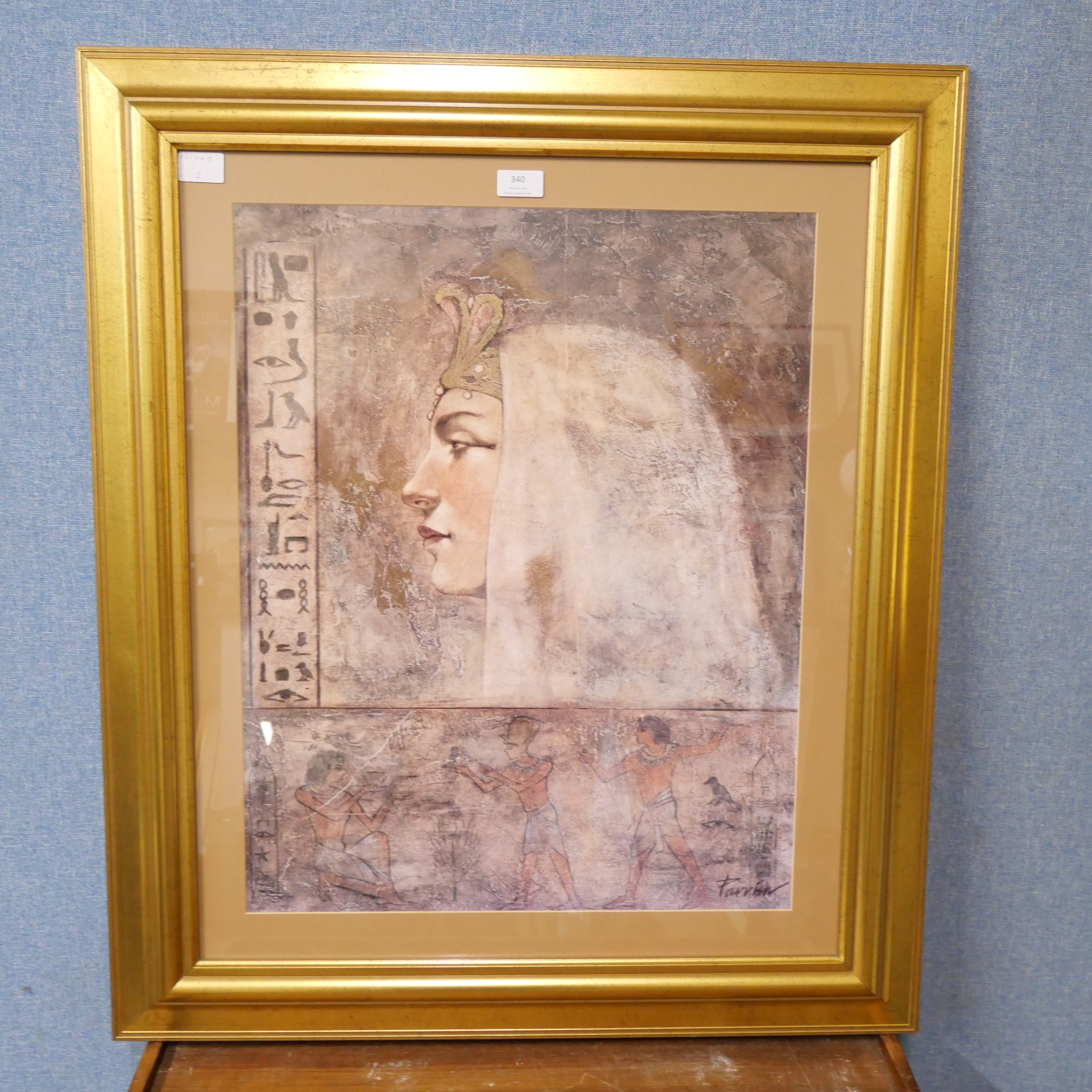 A large J.D. Parrish Cleopatra print, framed