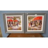 French School (20th Century), pair of cafe scenes, oil on canvas, framed