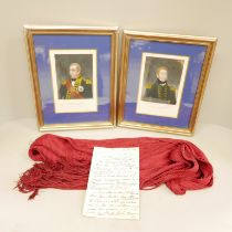 Three items of Naval history; a surgeon's sash, reportedly of William Stenhouse, 1805 (served in