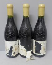 Three bottles of 1995 Chateuneuf de Pape Domaine de la Vielle Julienne