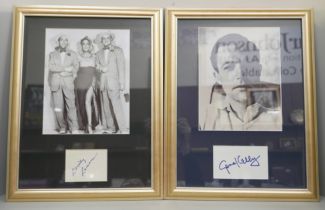 Two framed sets of autographs with associated photographs, Gene Kelly and Dorothy Lamour