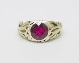 A 14ct gold and ruby solitaire ring, 4.3g, O/P, (stone scratched)