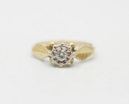 An 18ct gold and diamond solitaire ring, 2.3g, L