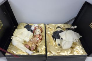 Four costume dolls; three Pierrot and one other, in associated boxes