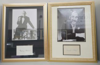 Two framed sets of autographs with associated photographs, Groucho Marx and George Burns